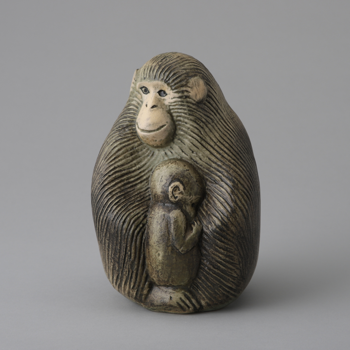 Skulpturer Series "Apa med Unge(Monkey with a Baby)"