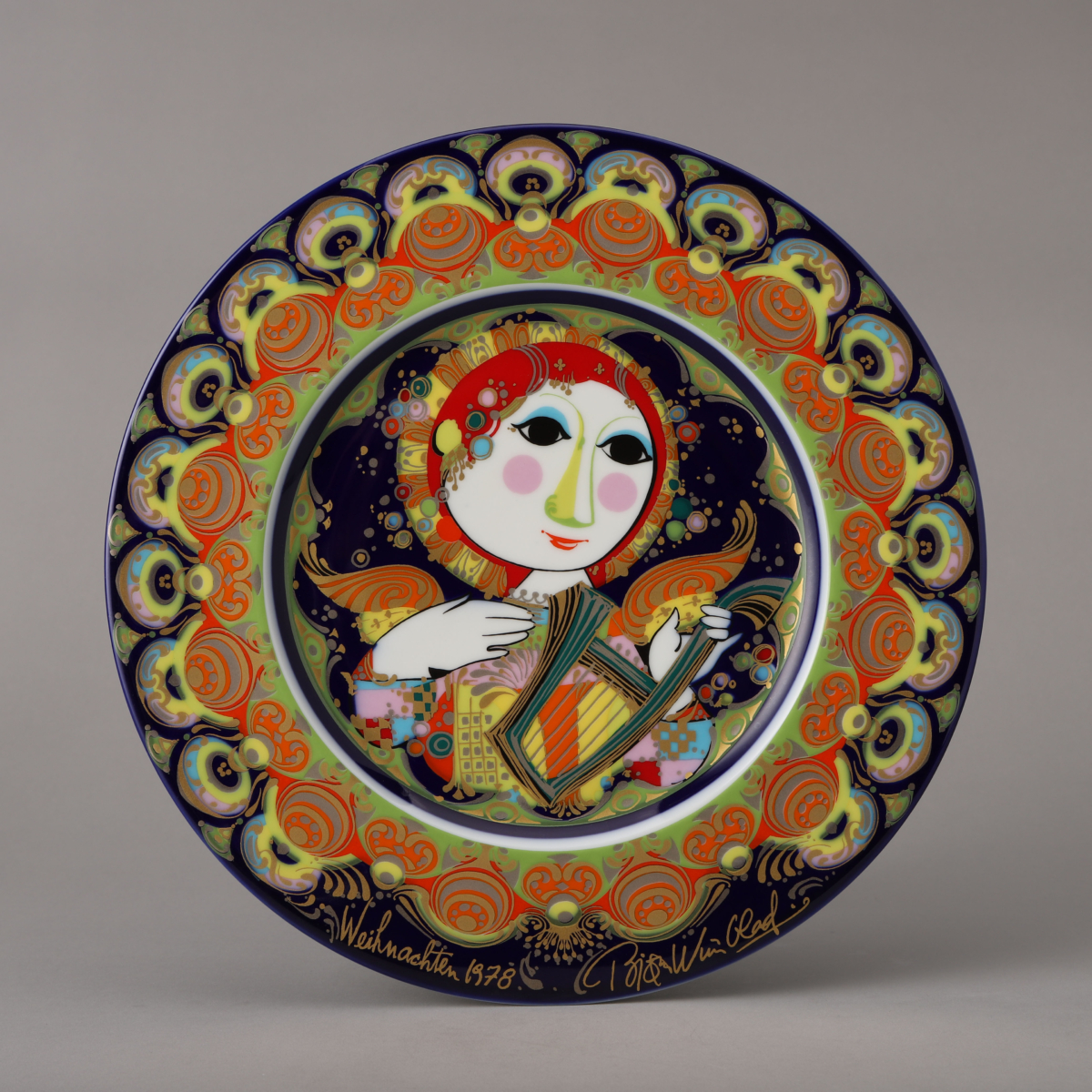 Christmas Plate "Engel mit Harfe" 1978