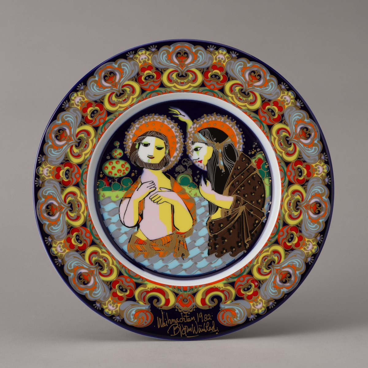 Weihnachtsteller Christmas Plate) 1982 "Christ wird von Johannes dem Täufer getauft (Christ is Baptized by John the Baptist)"