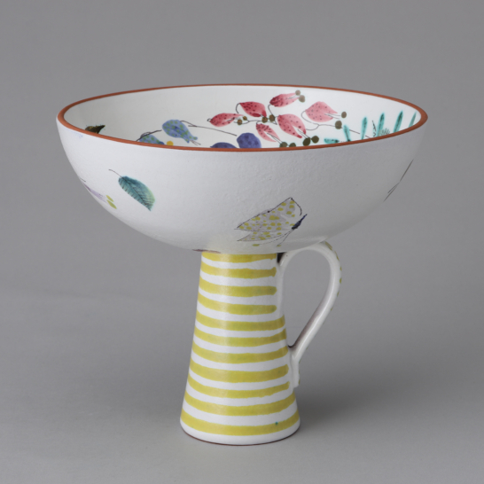 Faience Footed Bowl with Handle