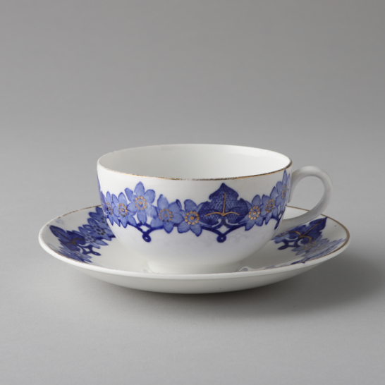 Gilded 'Blåsippa(blue sippa) Coffee Cup & Saucer
