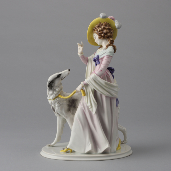 Elegant Lady with her Borzoi Dog