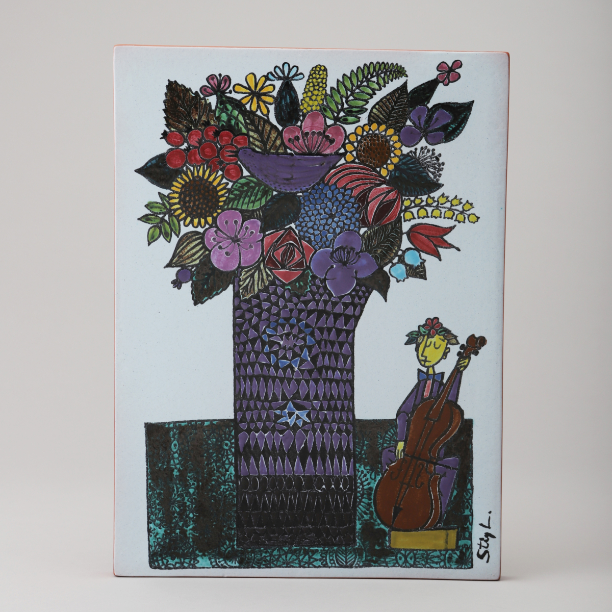 "The Cellist and the Flowers" Wall Plaque