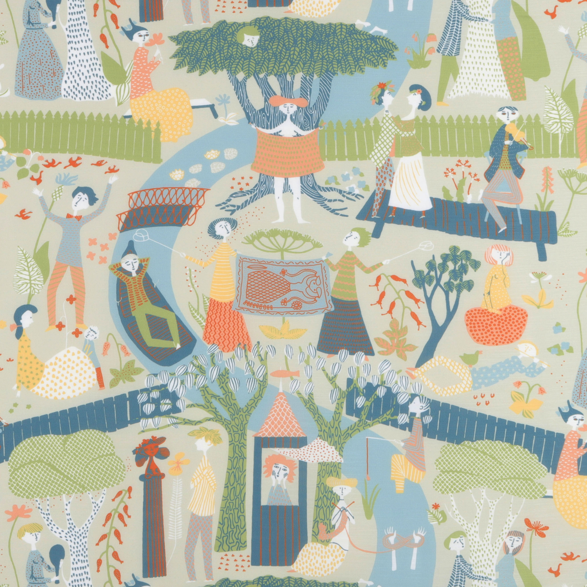 "Lustgården" Pattern Pastel Color Fabric