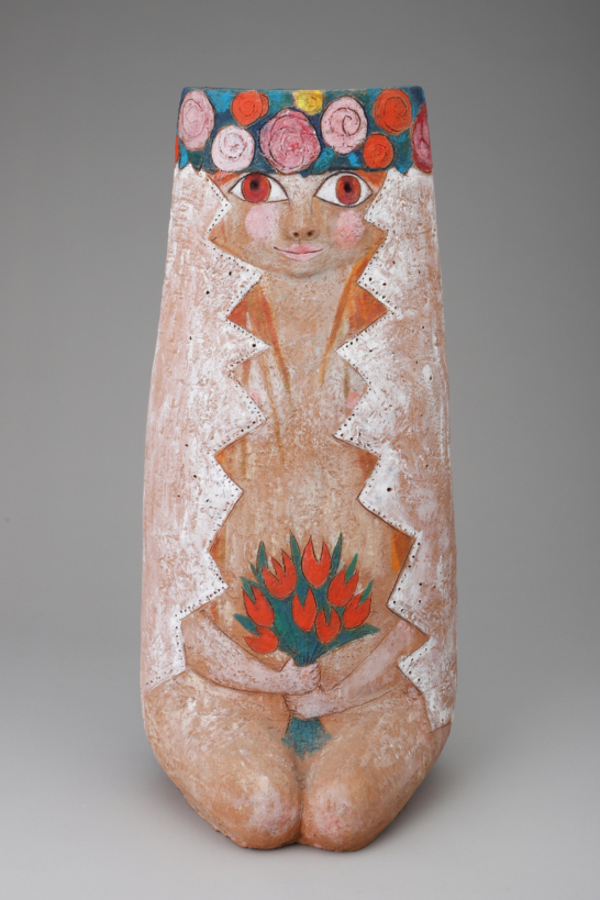 a painted terracotta sculpture
