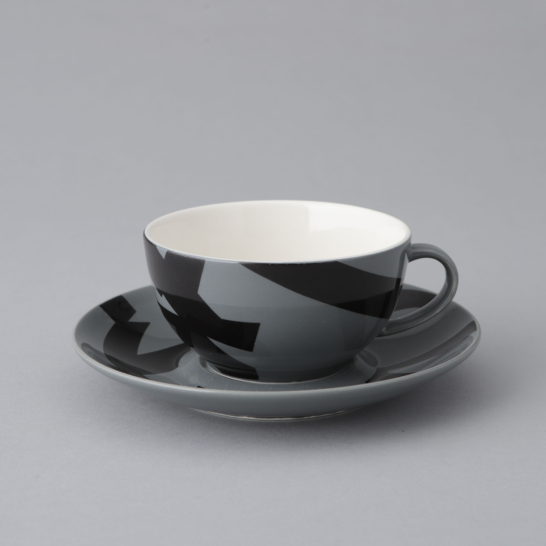 Domino "Combo"  Grey and Black Coffee Cup & Saucer